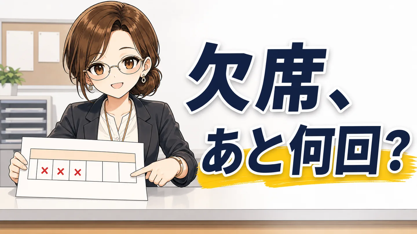 出席状況の書類を示す教務課の職員