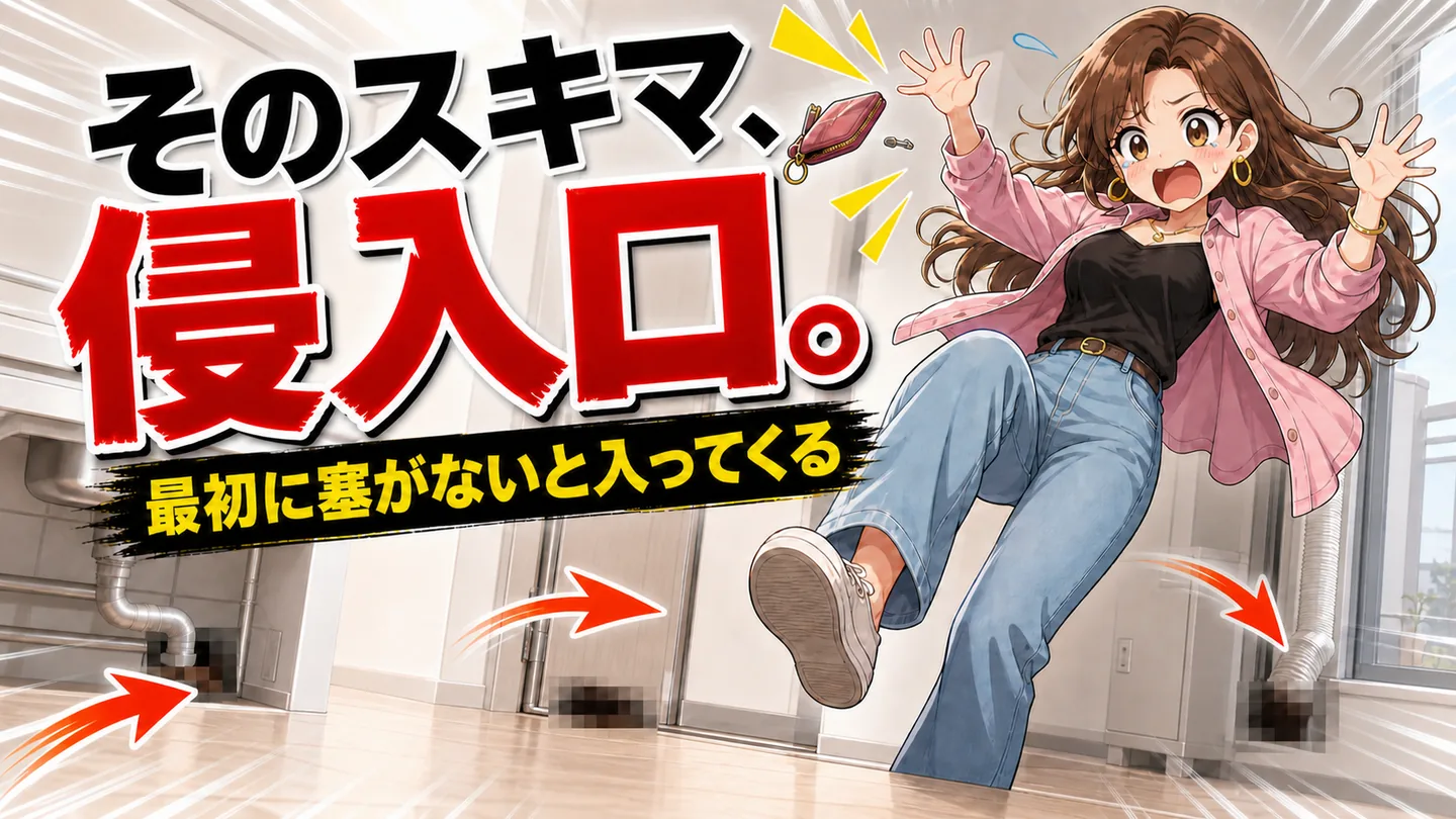 家具を入れる前の空室で、壁の傷をスマートフォンで撮影している大学生
