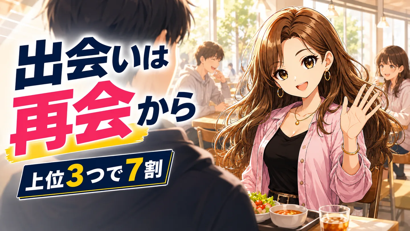 学食のいつもの席で、毎週顔を合わせている同じ顔ぶれと過ごしている大学生